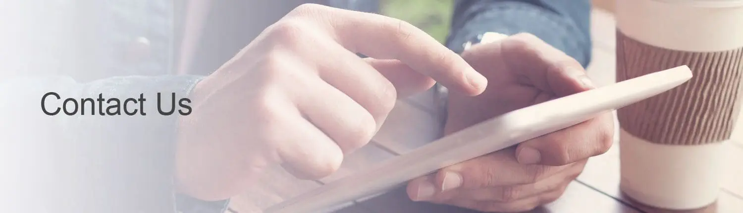 Man using an iPad to contact the health center